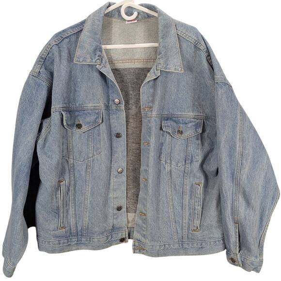 Vintage TYCA Cat Jean Jacket Mens Extra Large Cotton Made in USA Lt Wash Denim - Picture 2 of 11